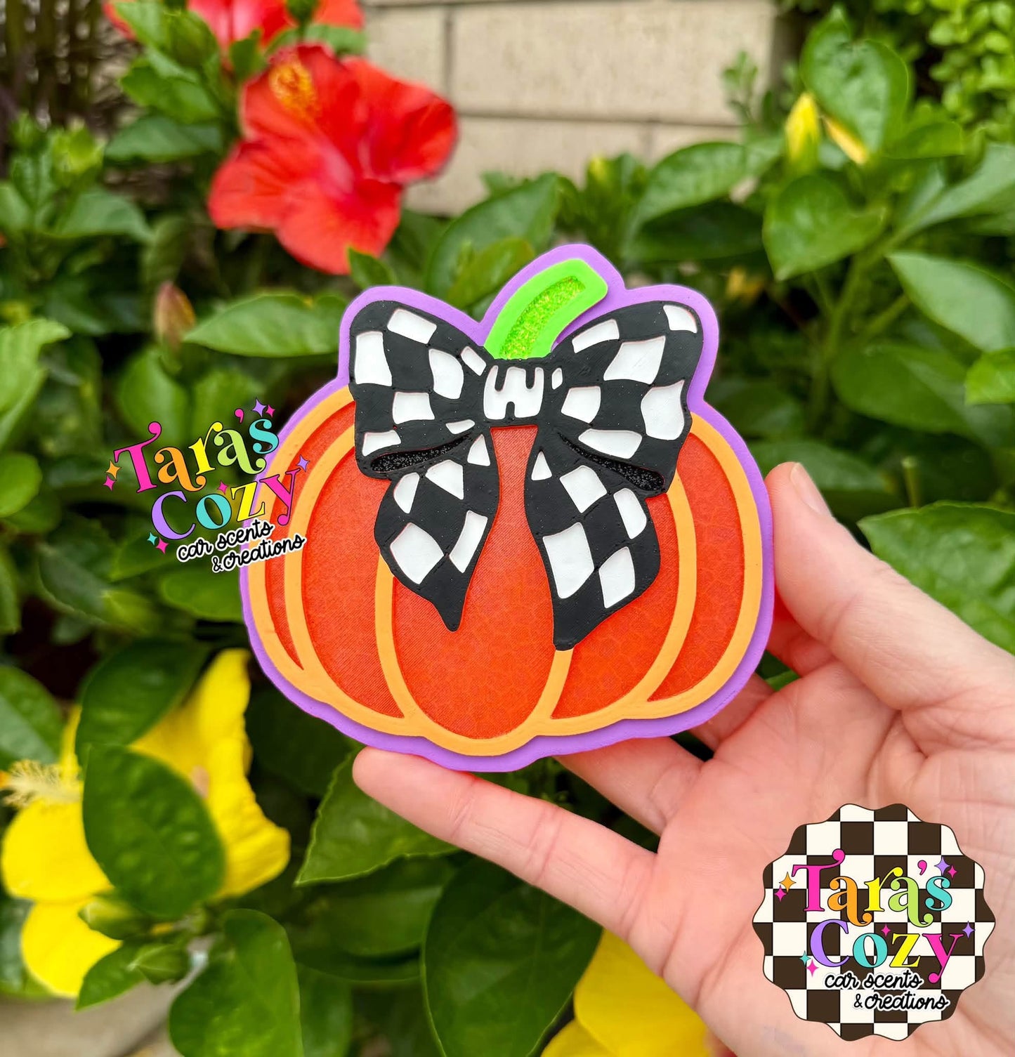Checkered Bow Pumpkin Silicone Freshie Mold