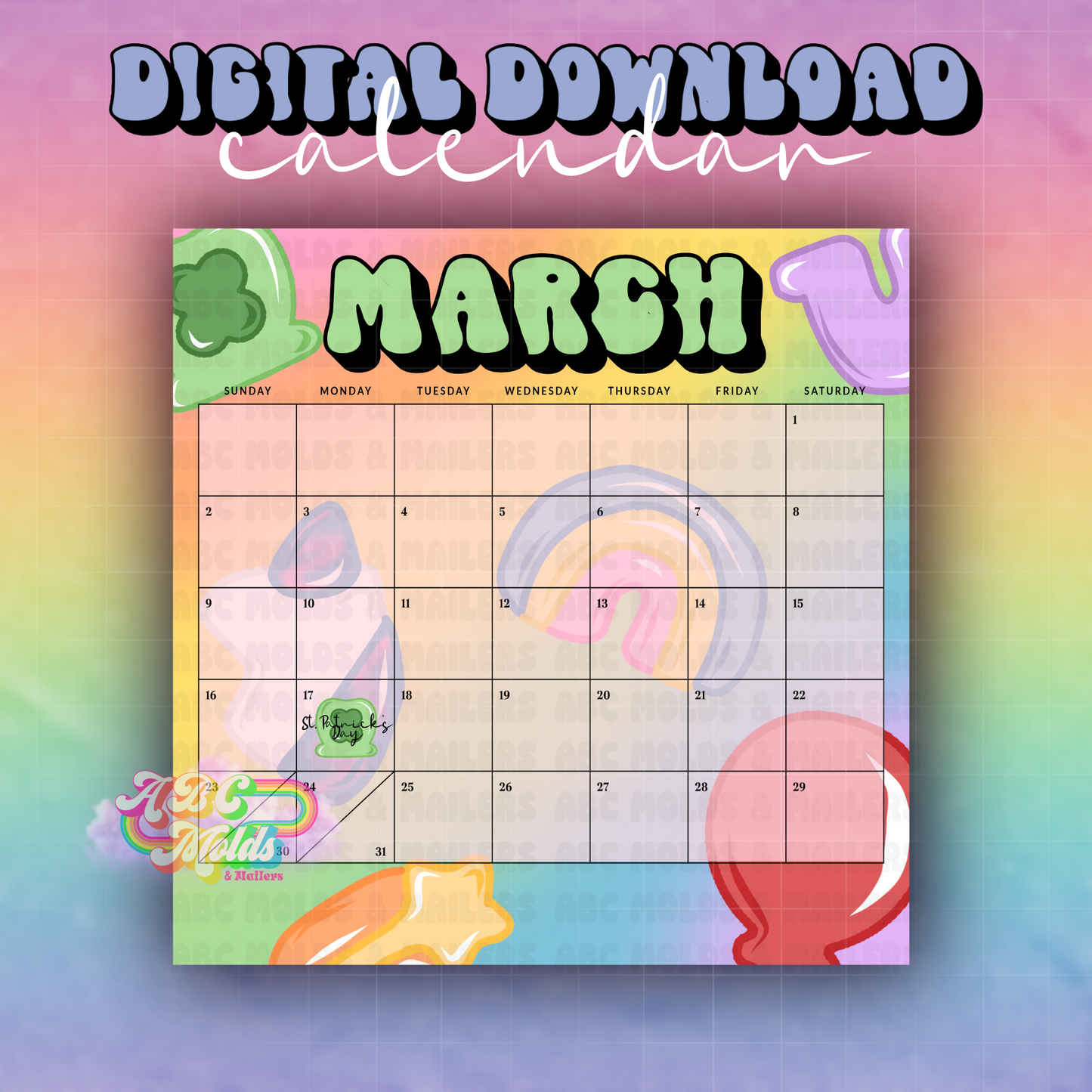 March 2025 Calendar - Digital Download