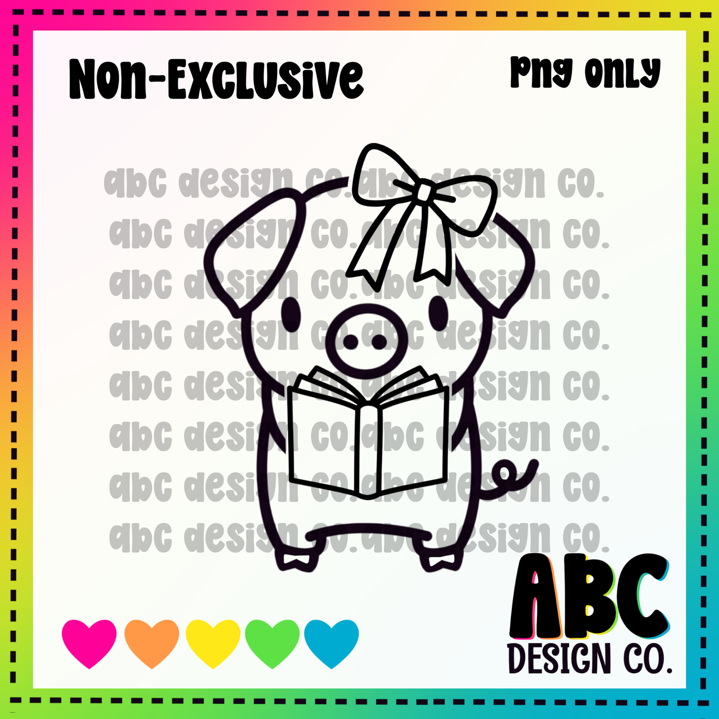 Reading Pig PNG - NON Exclusive - digital download