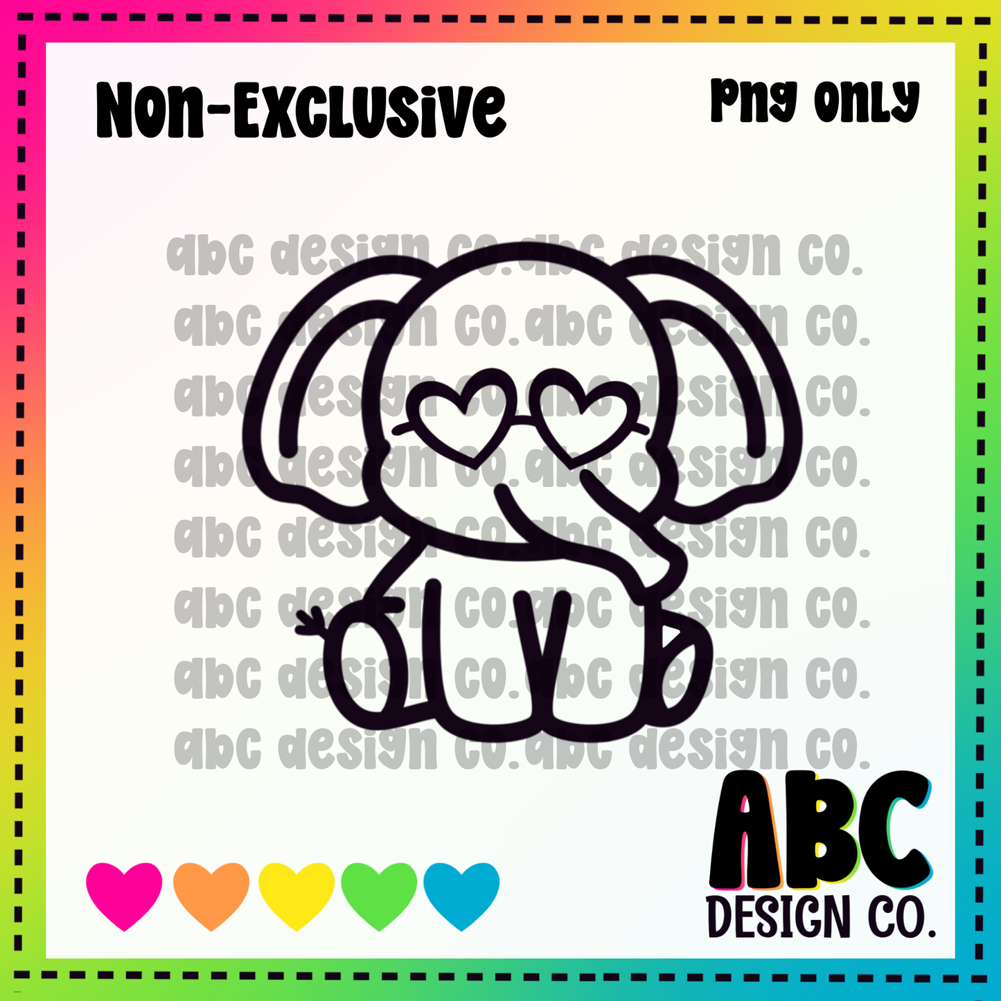 Heart Glasses Elephant PNG - NON Exclusive - digital download