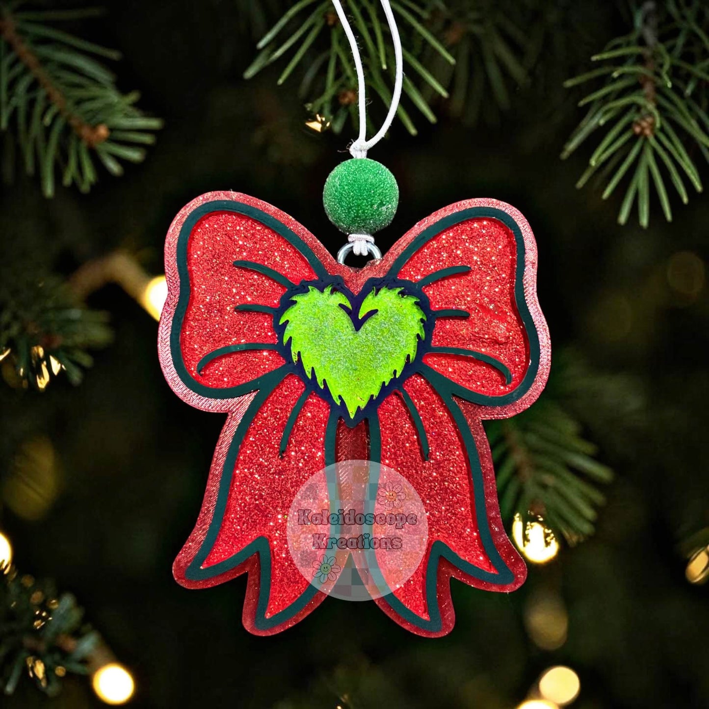 Green Heart  Bow - Silicone Freshie Mold
