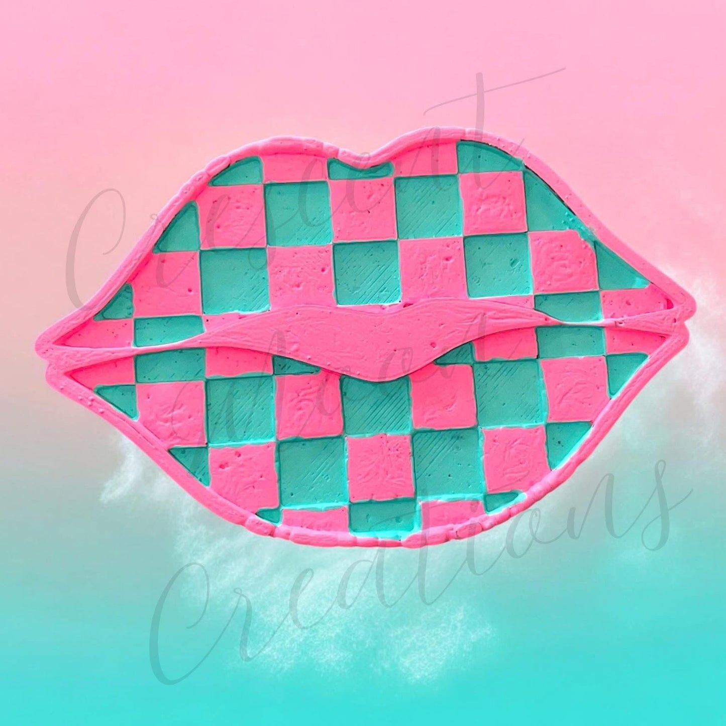 Checkered Lips silicone mold