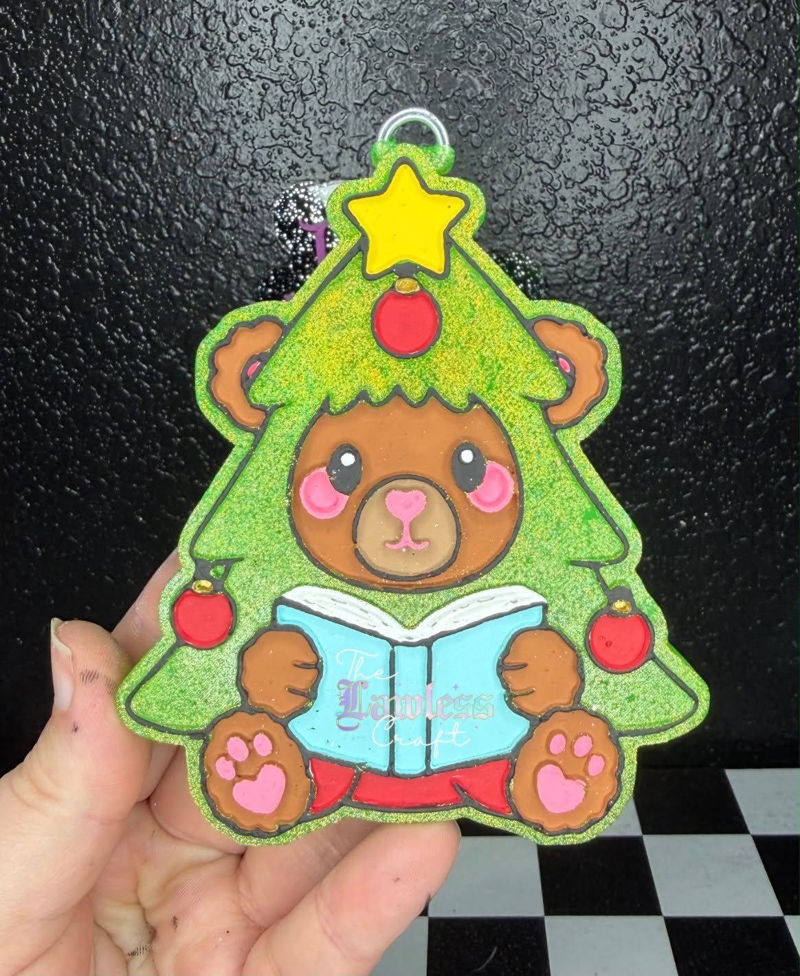 Christmas Tree Reading Bear - Silicone Freshie Mold
