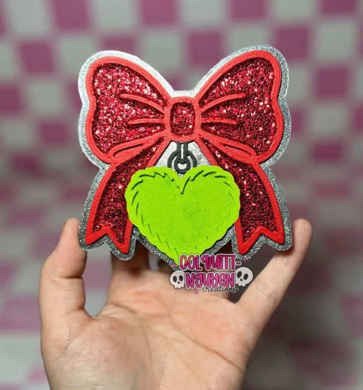 Green Heart Locket Bow - Silicone Freshie Mold