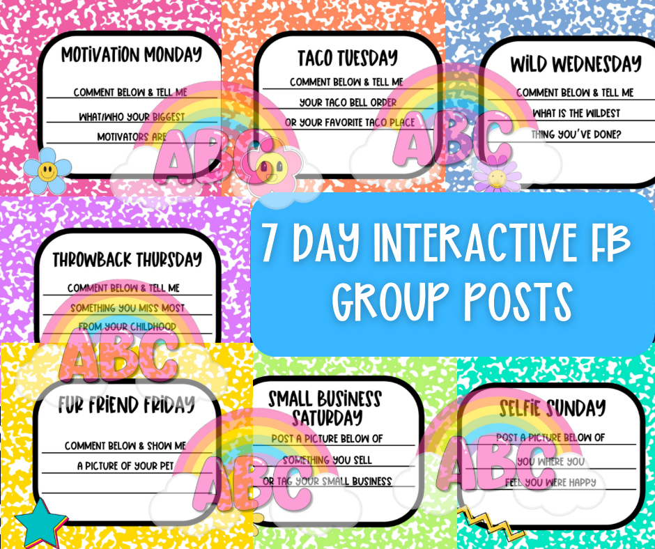 7 Day Interactive FB Posts - DIGITAL DOWNLOAD