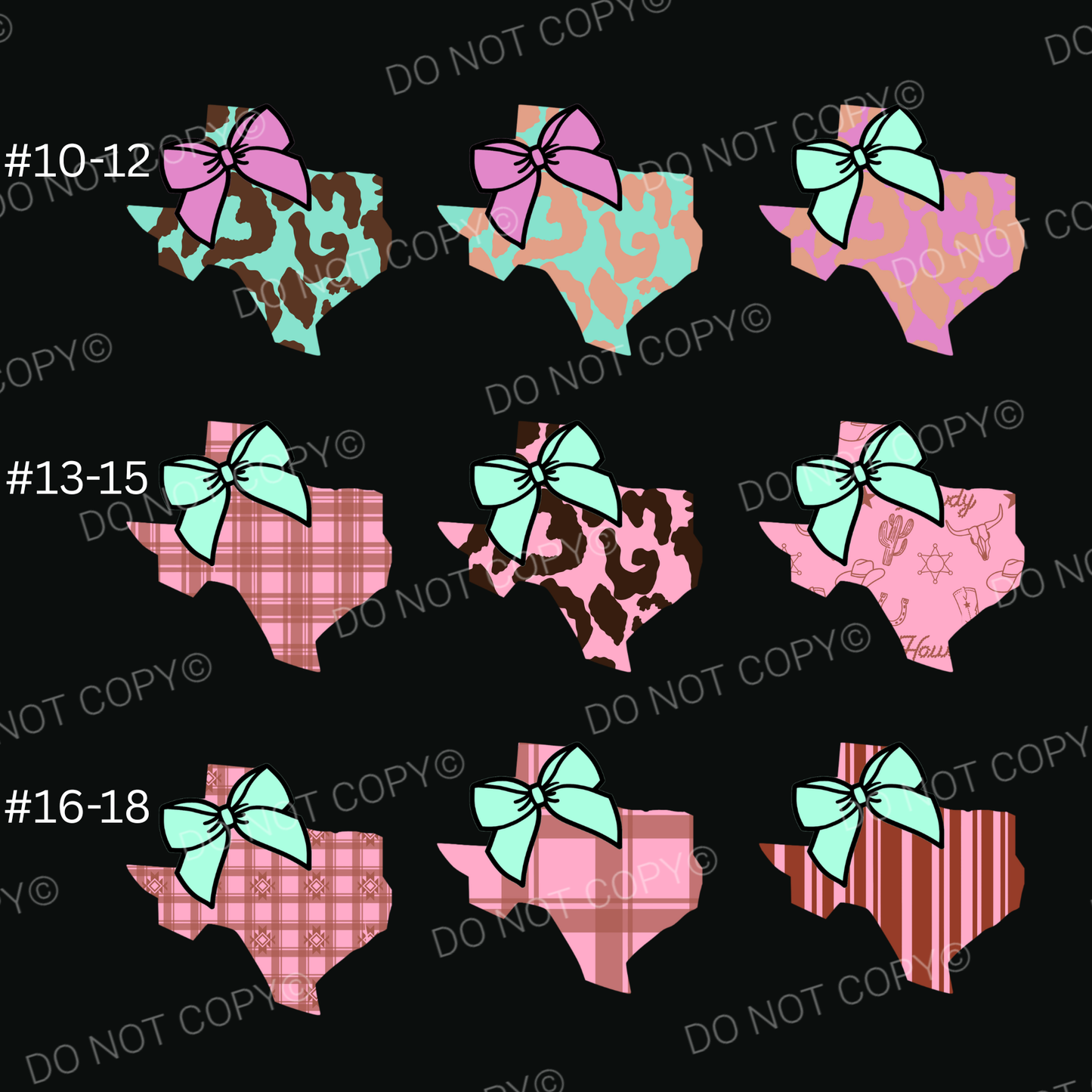 ABC Texas w/ Bow Cardstock - Shipped by Kaleidoscope Kreations