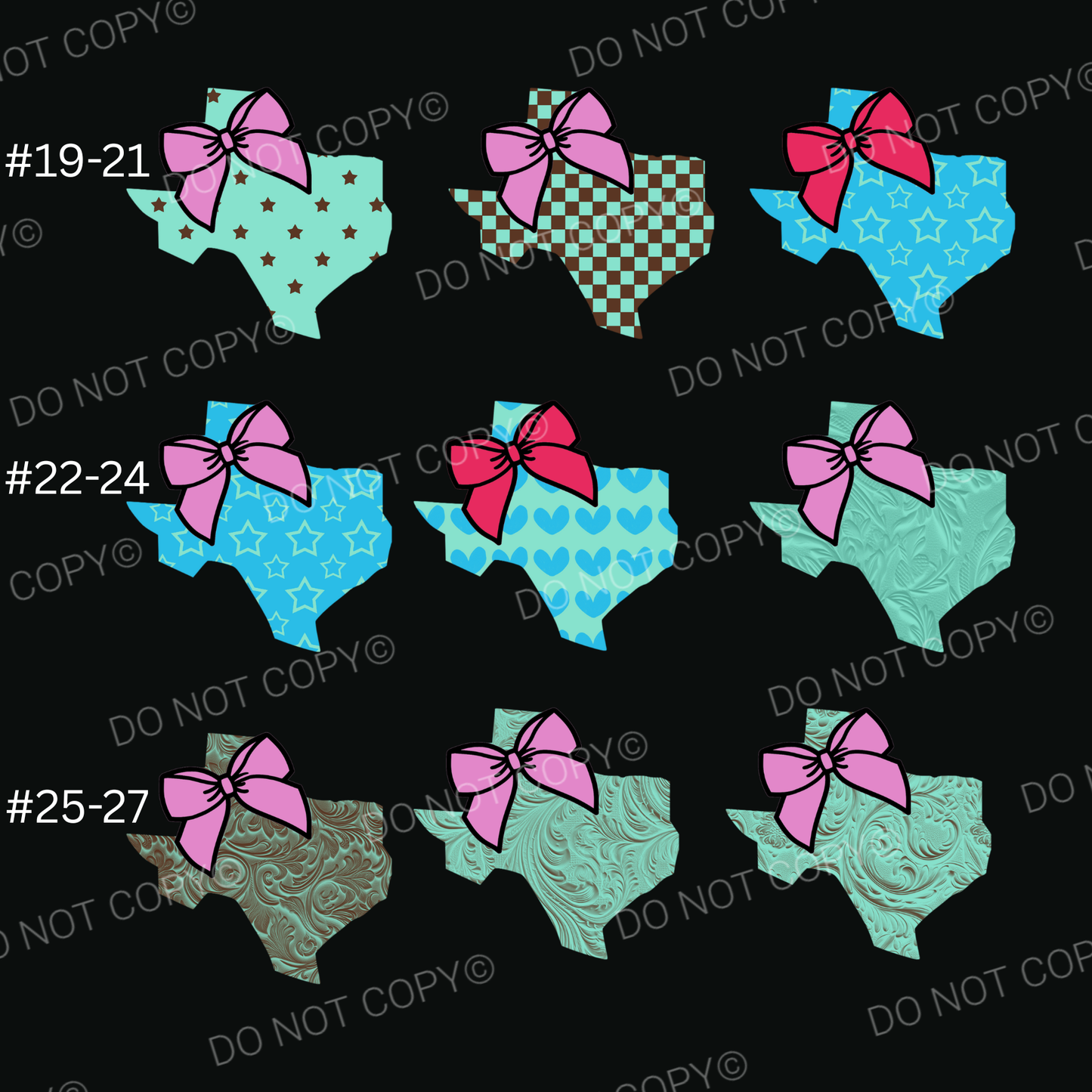 ABC Texas w/ Bow Cardstock - Shipped by Kaleidoscope Kreations