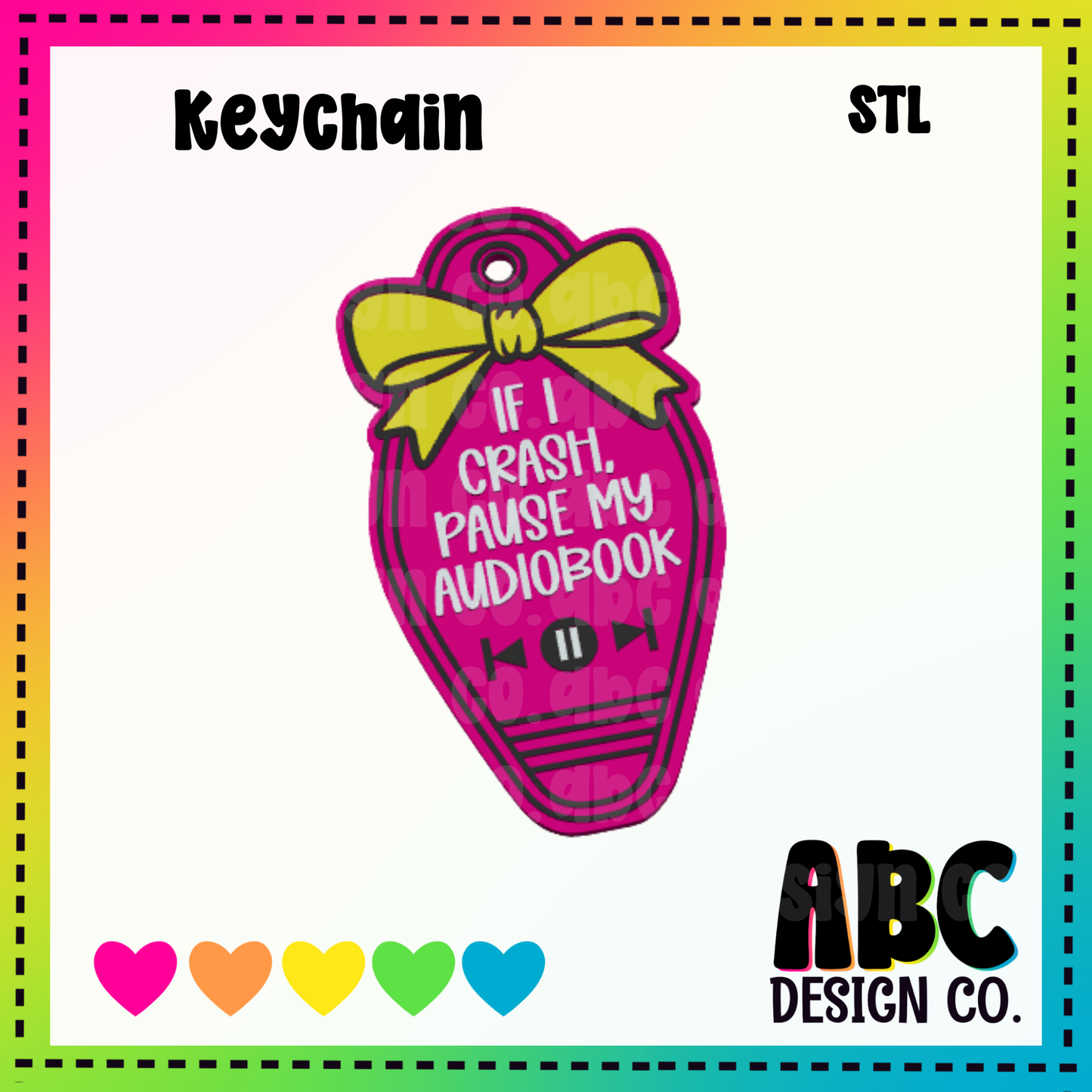 Pause my audiobook - Key Chain - STL & 3mf - Digital Download