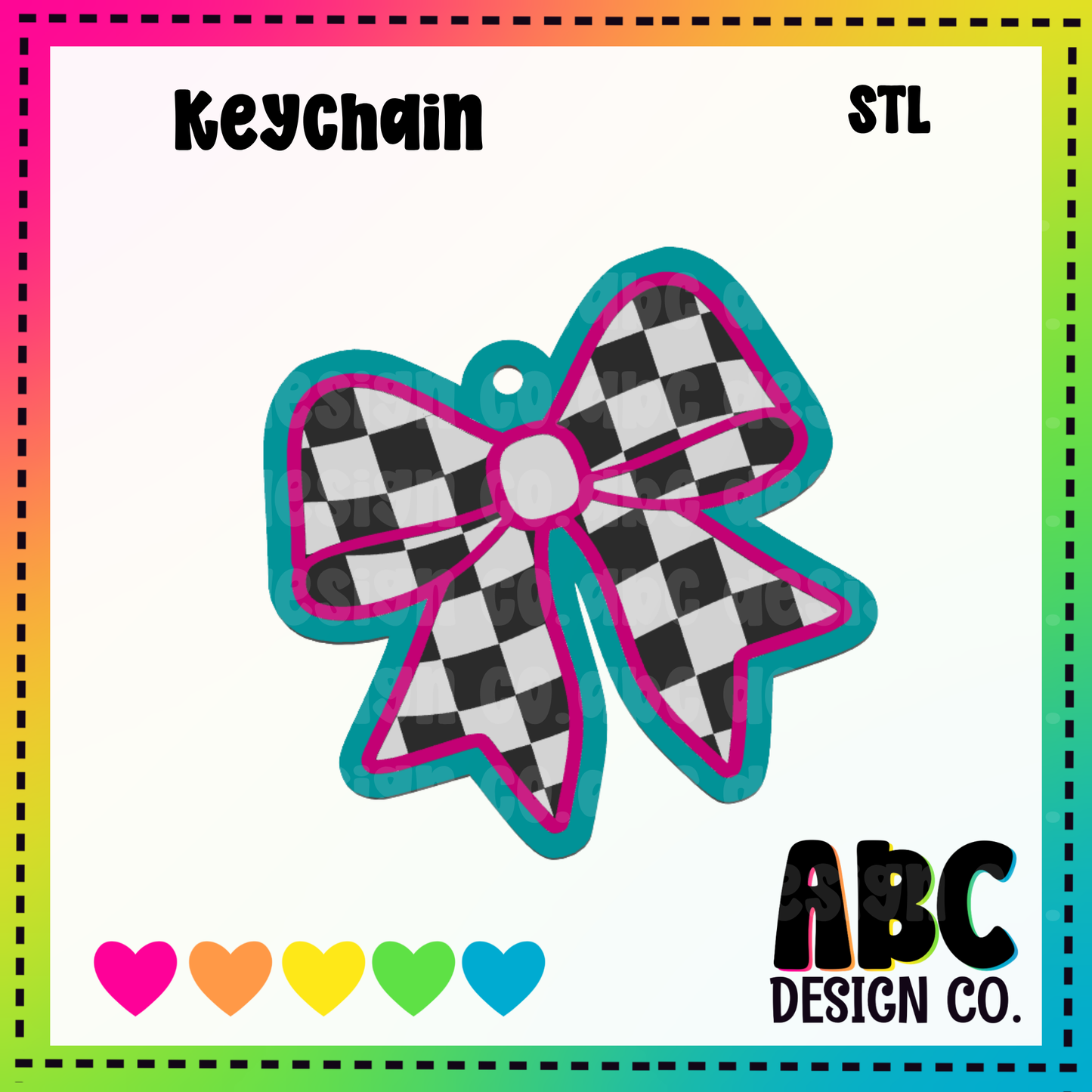 Checkered Bow -  Key Chain - STL & 3mf - Digital Download
