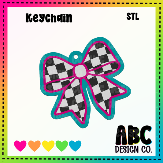 Checkered Bow -  Key Chain - STL & 3mf - Digital Download
