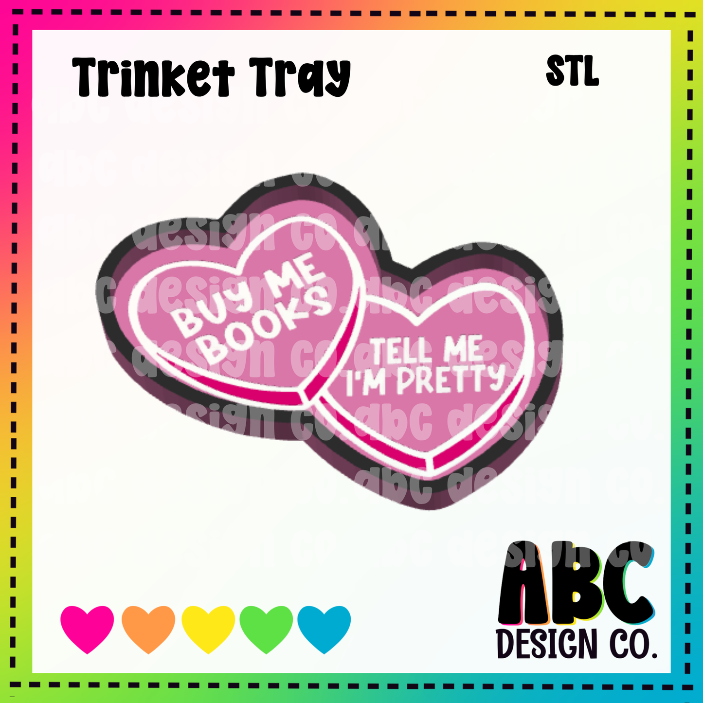 Buy Me Books Hearts - Trinket Tray - STL & 3mf - Digital Download