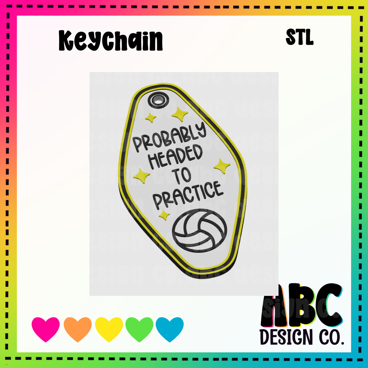 Probably headed to practice volleyball Key Chain - STL & 3mf - Digital Download