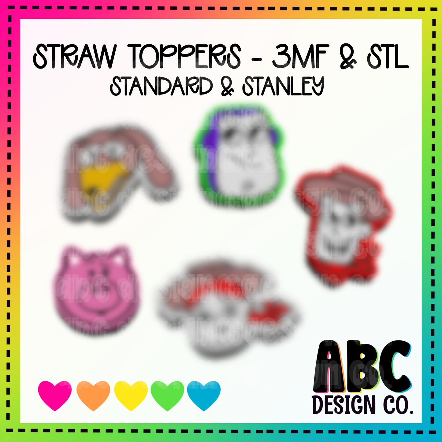 Characters - Straw Toppers - STL & 3mf - Digital Download