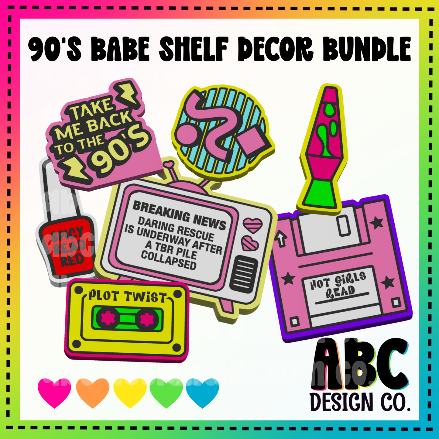 90s Bookish Bundle 2 - Shelf Decor - 3mf - Digital Download