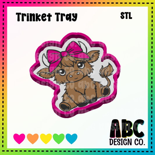 Bow Highland Cow - Trinket Tray - STL & 3mf - Digital Download