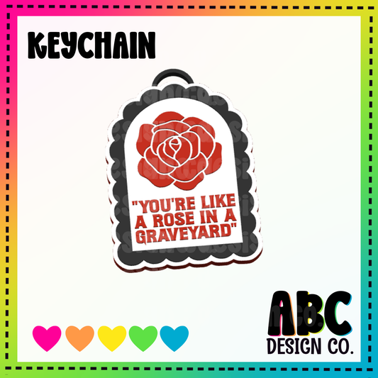 Rose in graveyard -  Key Chain - STL & 3mf - Digital Download