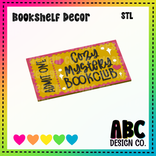 Cozy Mystery - Bookshelf Decor - STL & 3mf - Digital Download