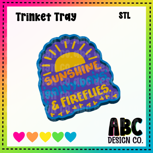 Sunshine Rainy Days & Fireflies - Trinket Tray - STL & 3mf - Digital Download