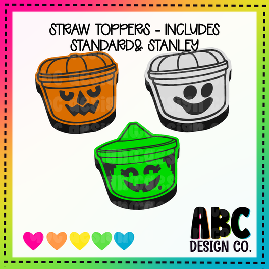 Buckets - Straw Toppers - STL & 3mf - Digital Download