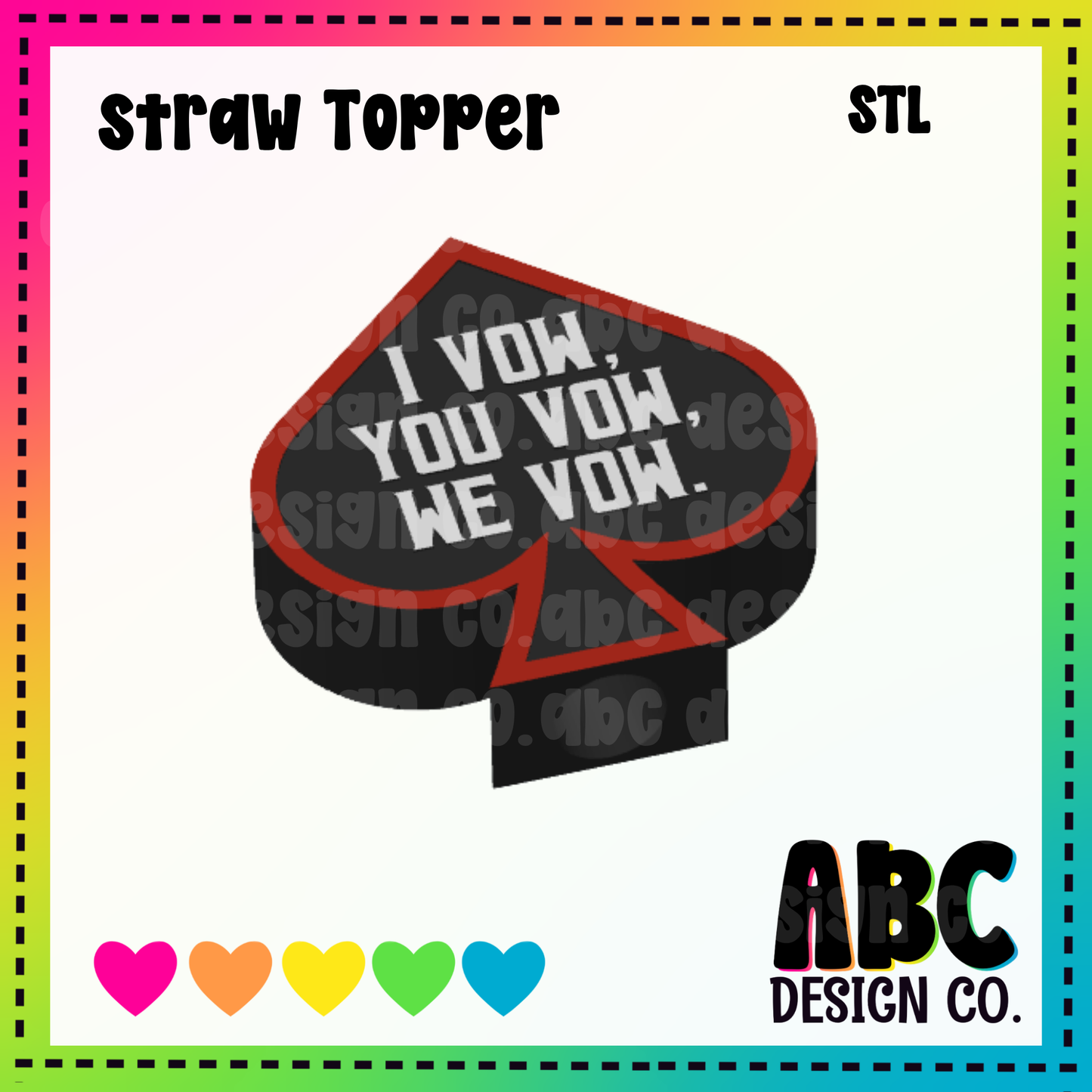 i Vow - Straw Topper - STL & 3mf - Digital Download