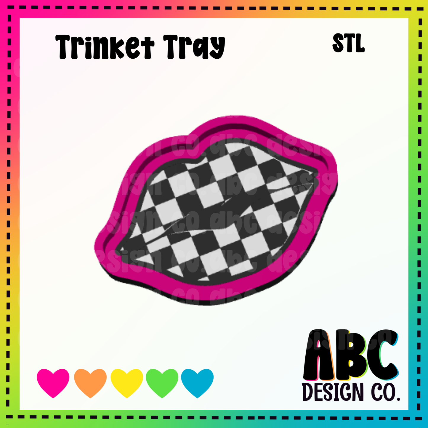 Checkered Lips - Trinket Tray - STL & 3mf - Digital Download