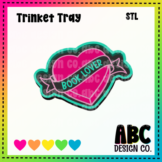 Book Lover Heart - Trinket Tray - STL & 3mf - Digital Download