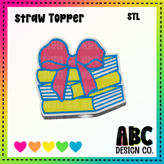 Bow bookstack - Straw Topper - STL & 3mf - Digital Download