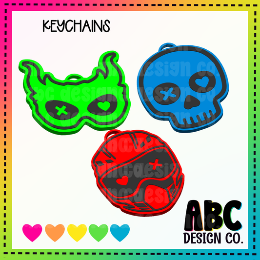 Masks Includes all 3 -  Key Chain - STL & 3mf - Digital Download