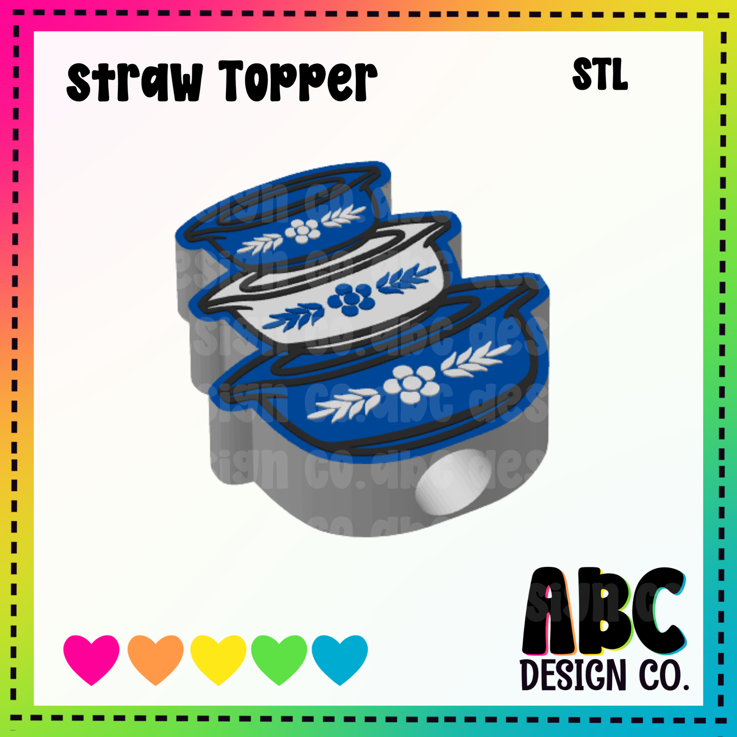 Vintage Bowl Stack - Straw Topper - STL & 3mf - Digital Download