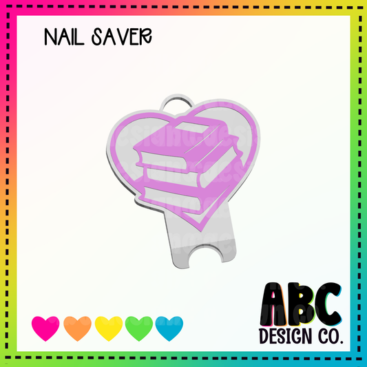 Heart with books - Nail Saver - STL & 3mf - Digital Download