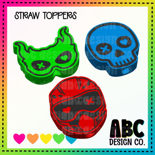 Masks Includes all 3 - Straw Topper - STL & 3mf - Digital Download