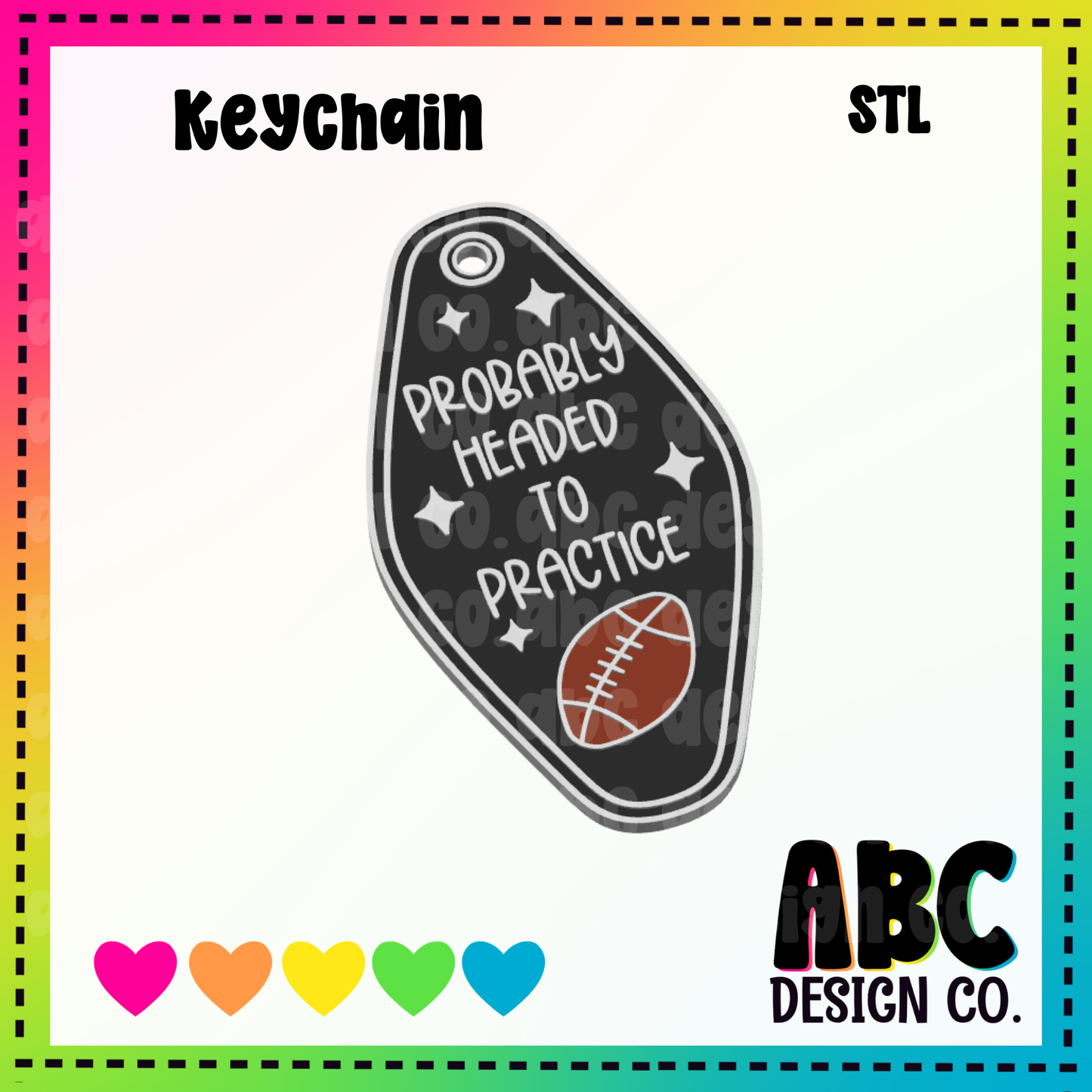 Probably headed to practice football Key Chain - STL & 3mf - Digital Download