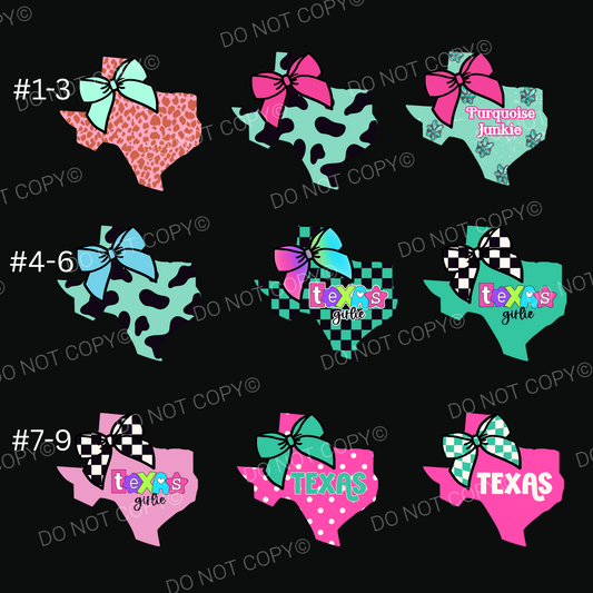 ABC Texas w/ Bow Cardstock - Shipped by Kaleidoscope Kreations