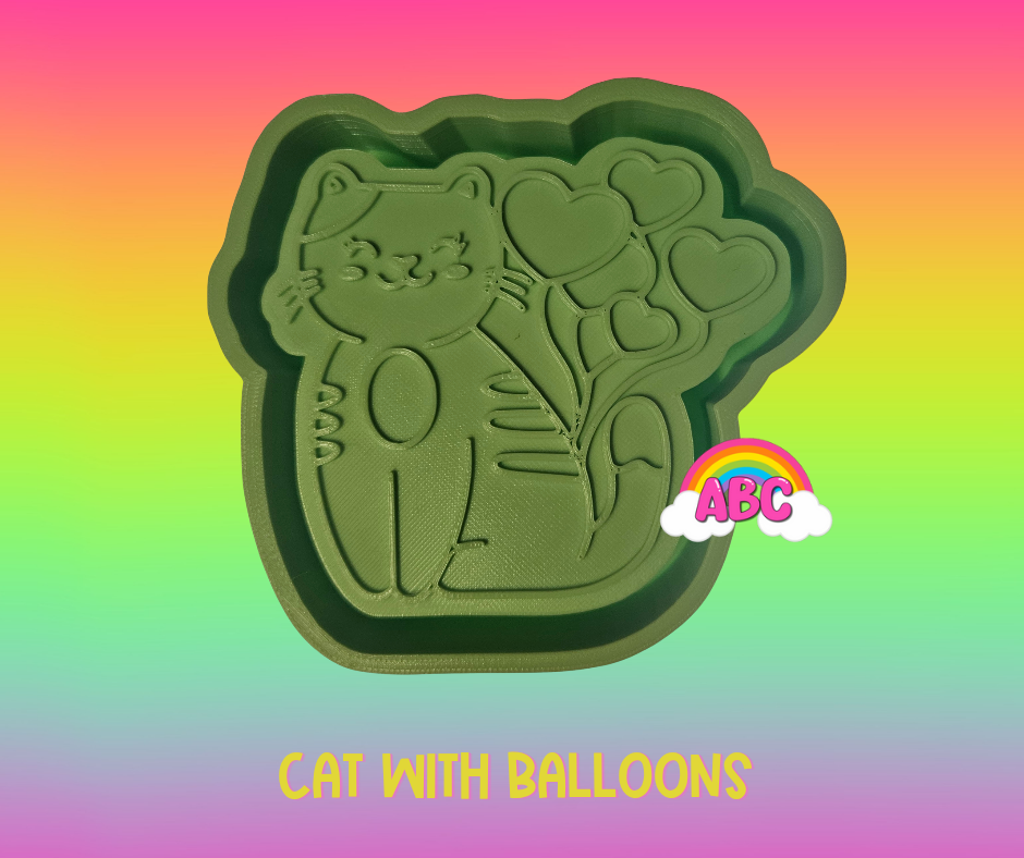 Cat with balloons Silicone Mold